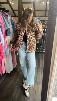 Palmer Leopard Pink Piping Quilted Jacket