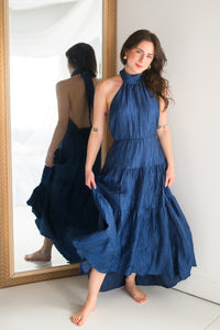 Sapphire Sway Halter Tier Maxi Dress