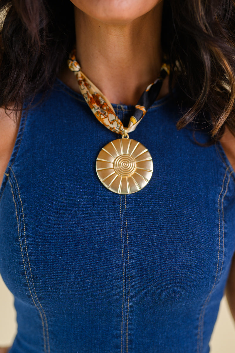 Sun Wheel Scarf Necklace