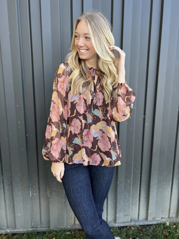 Chocolate Floral Flow Blouse