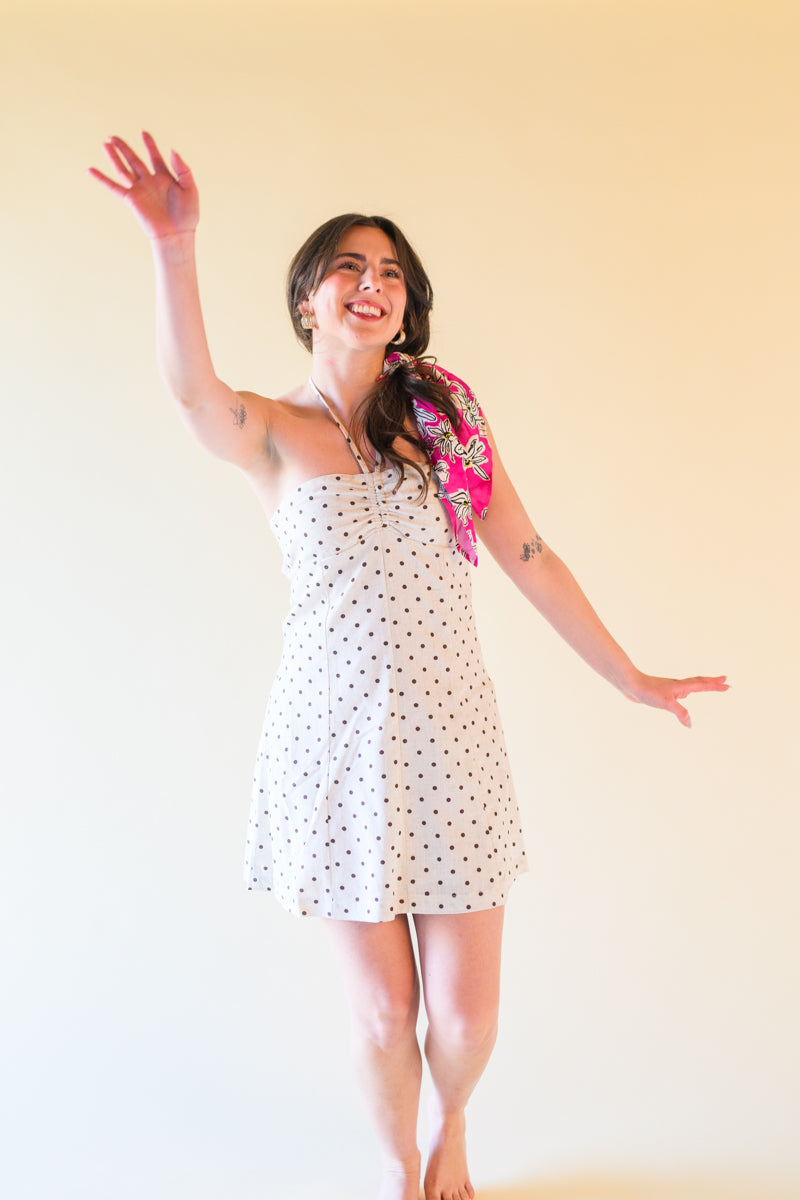 The Dotted Biscotti Linen Mini Dress