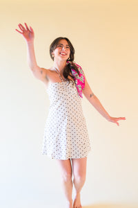 The Dotted Biscotti Linen Mini Dress