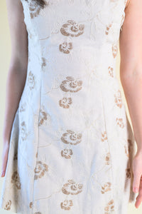 Natural Wave Trim Embroidered Mini Dress