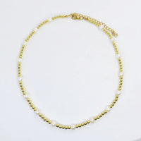 Gold Beaded and Pearls Necklace