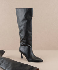 The Vanessa Black | Reptile Print Knee High Boot