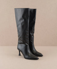 The Vanessa Black | Reptile Print Knee High Boot