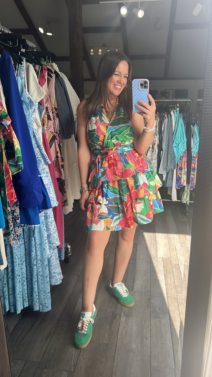 Raya Red Ruffle Tier Mini Dress