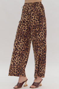 Leopard Print Elastic Waist Pant