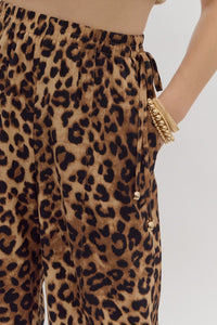 Leopard Print Elastic Waist Pant