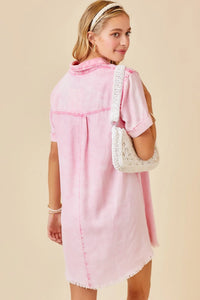Pink Wash Denim Shirt Dress