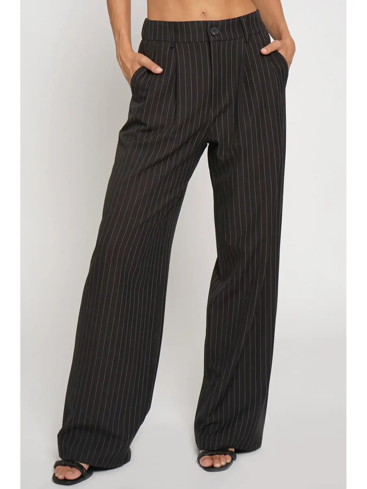 Pleated Pinstripe Trousers