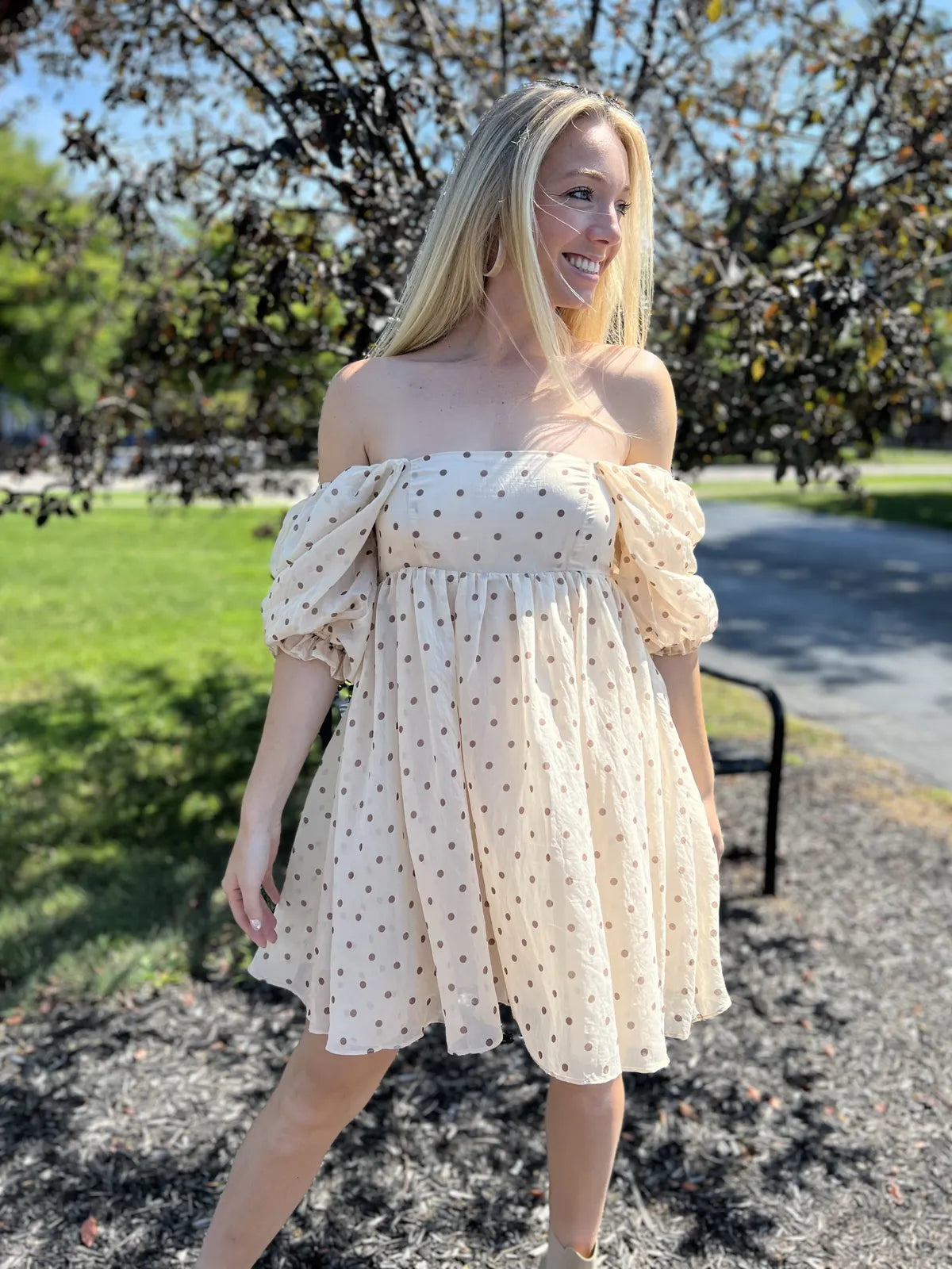 Natural Polka Dot Dress