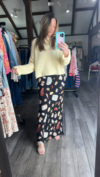 Lobster Love Slip On Midi Skirt