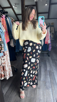 Lobster Love Slip On Midi Skirt