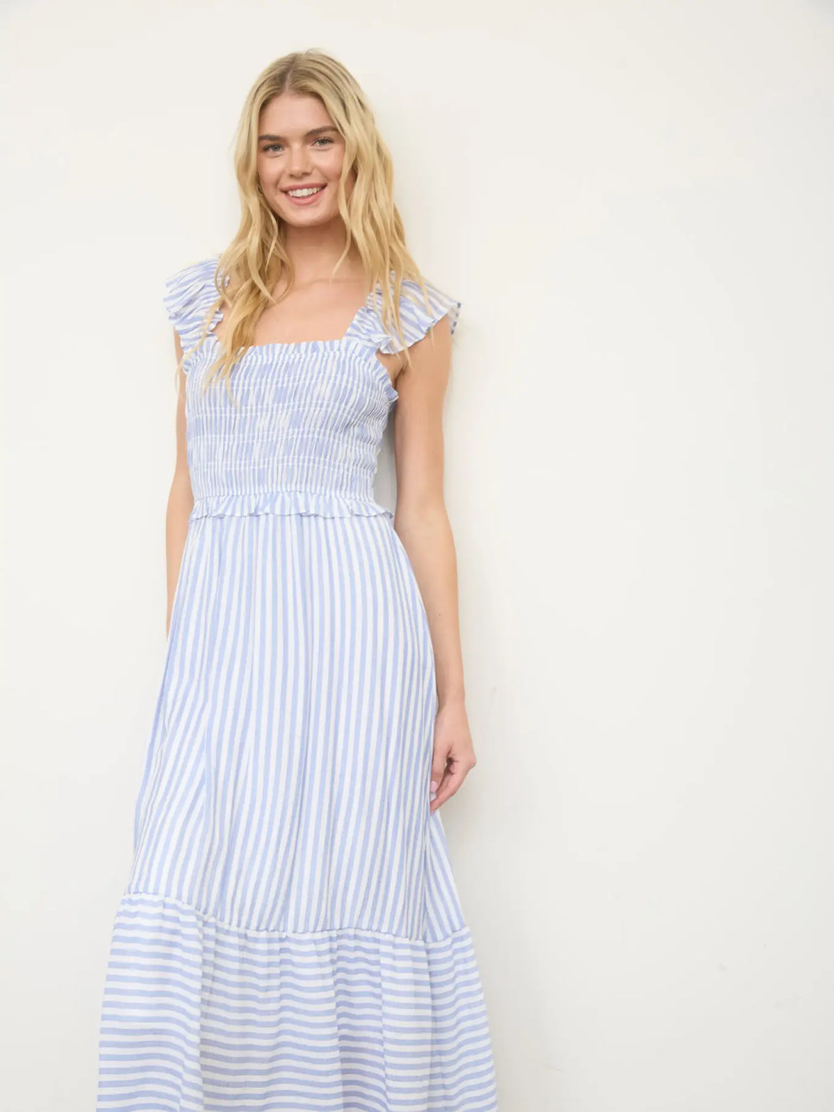 Coastal Cottage Stripe Midi Dress