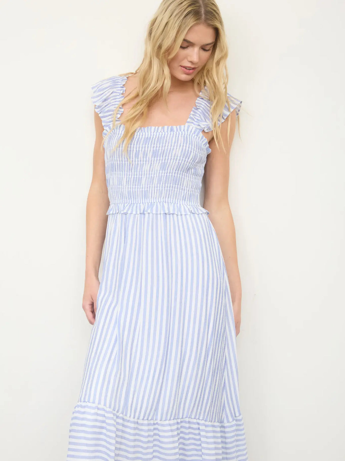 Coastal Cottage Stripe Midi Dress