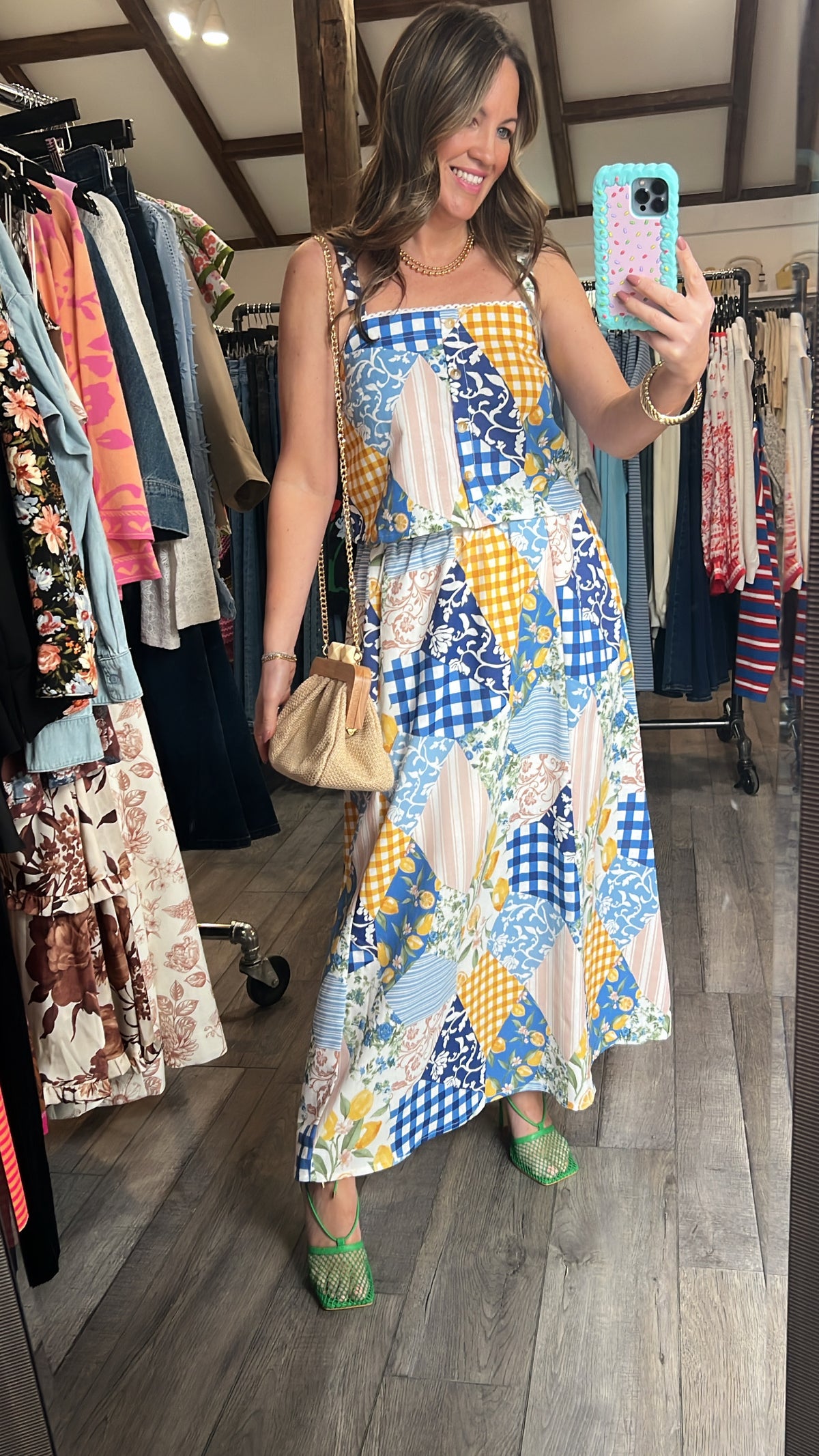 Lemon Sky Patchwork Coastal Skirt Set