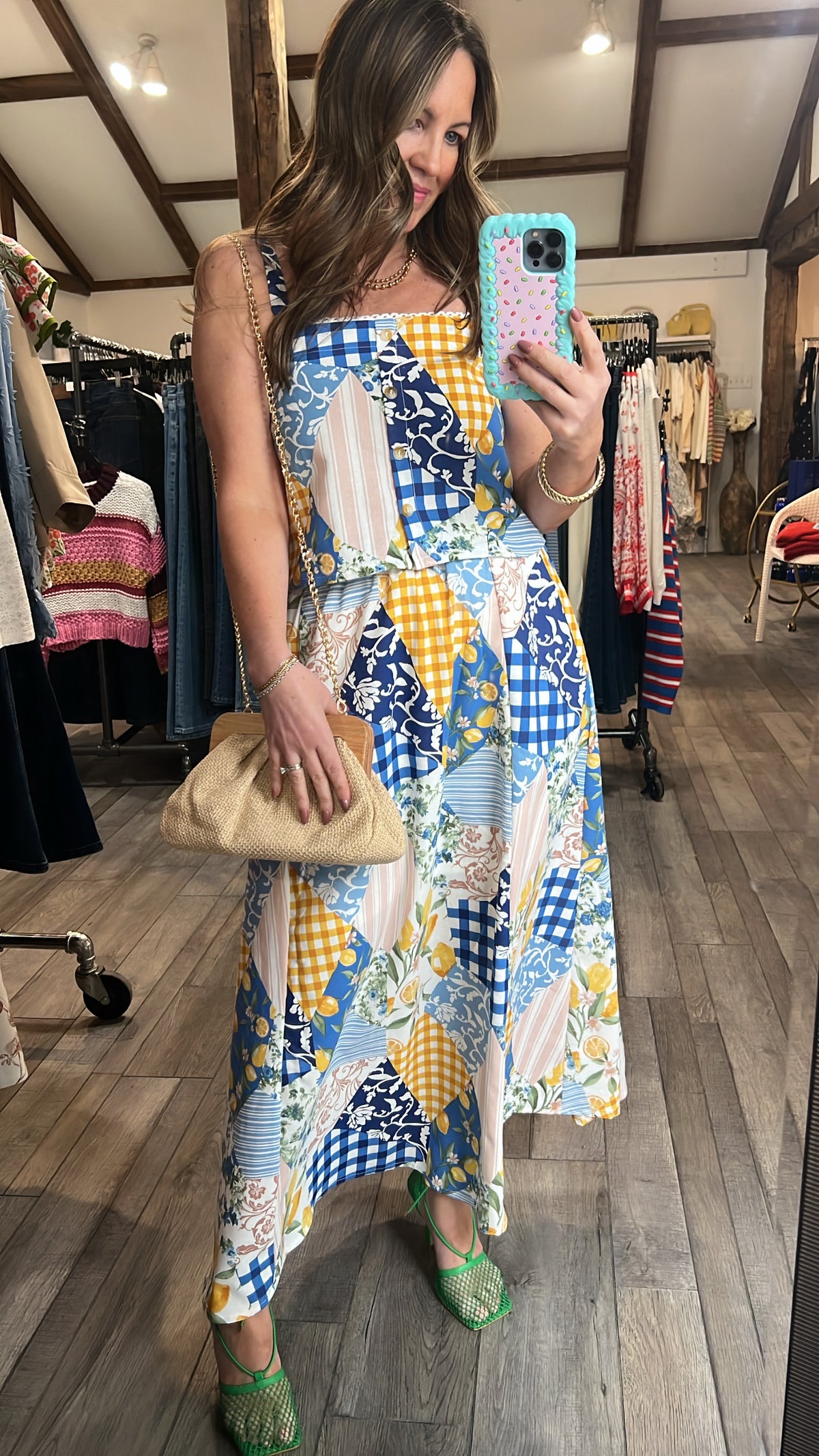 Lemon Sky Patchwork Coastal Skirt Set