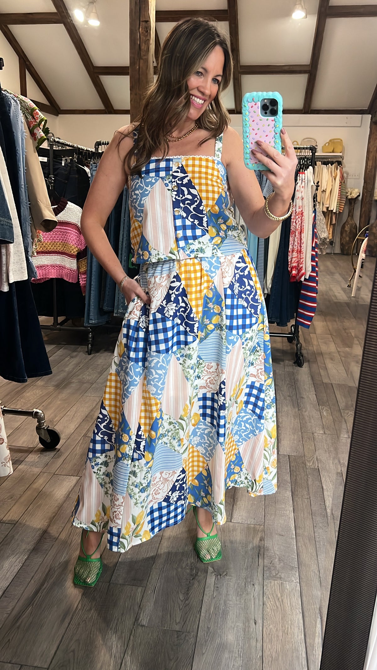 Lemon Sky Patchwork Coastal Skirt Set