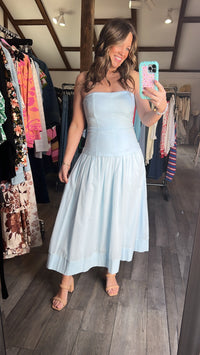 Baby Blue Corset Strapless Dress