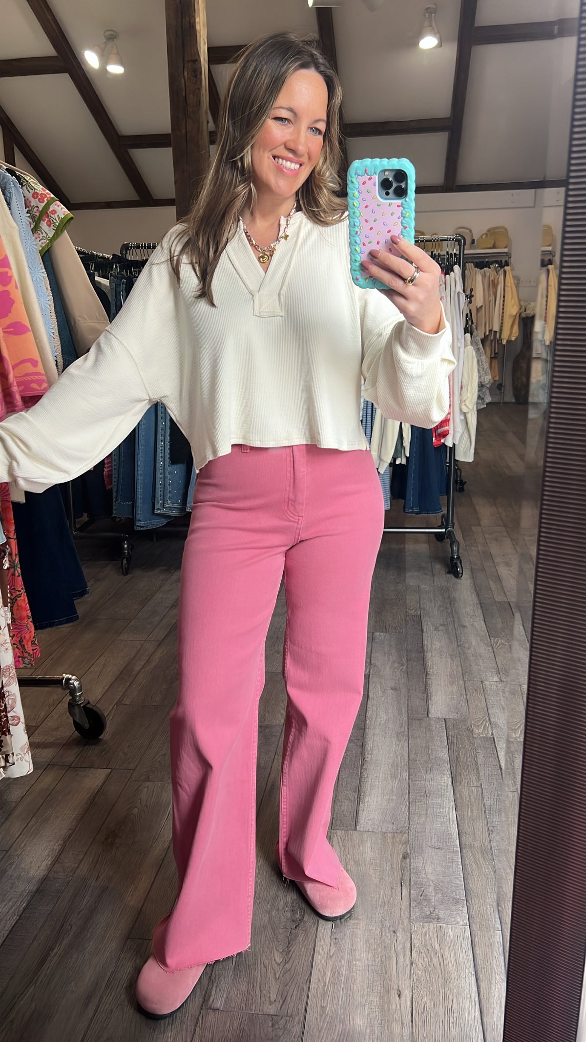 Split Second Oatmeal Flirt Top