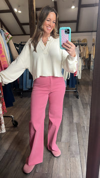 Split Second Oatmeal Flirt Top