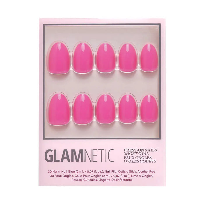 Hot Pink Press-On Nails | Solid Nails | Short Oval Length