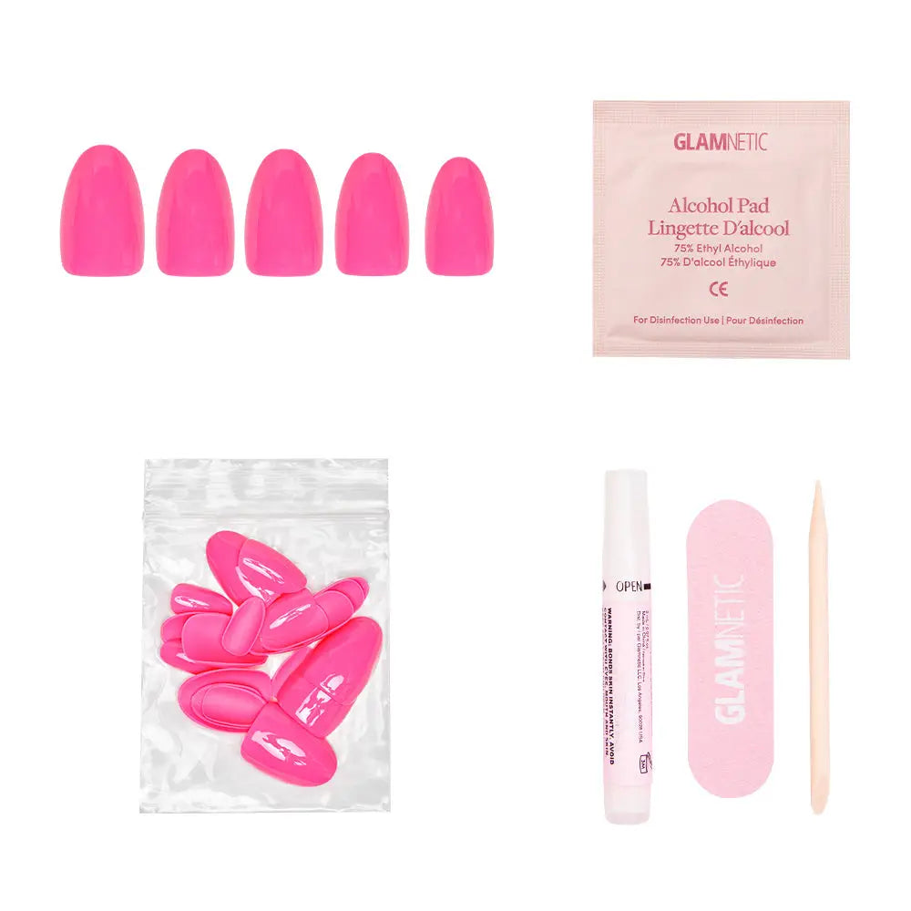 Hot Pink Press-On Nails | Solid Nails | Short Oval Length