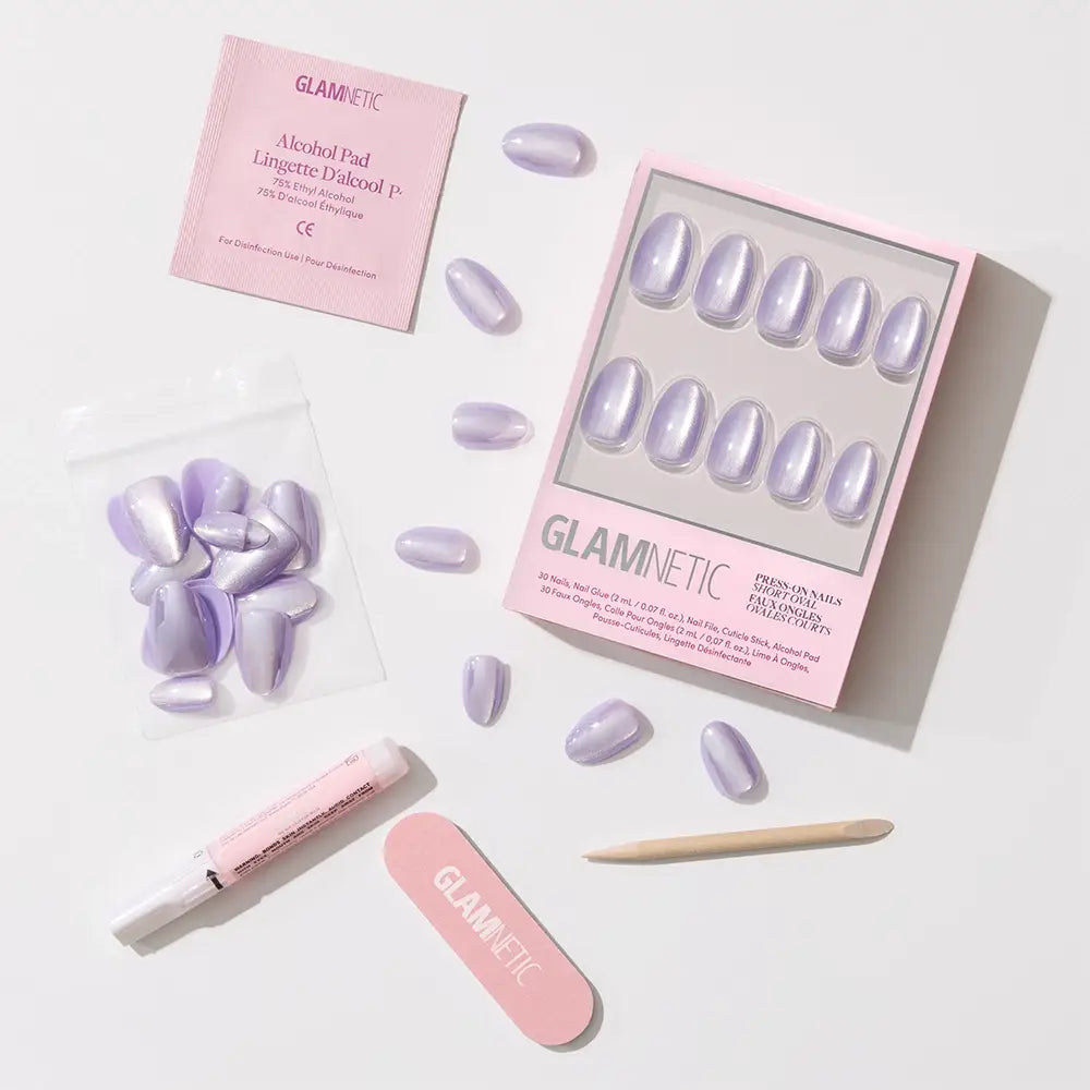 Mermaid's Tail Press-On Nails | Short Oval Purple Iridiscent
