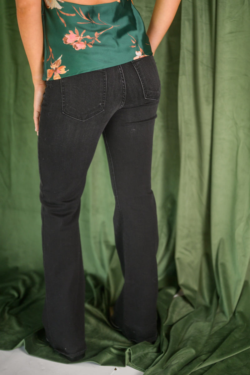 Just Black Washed Black HR Scissor Cut Flare Jeans