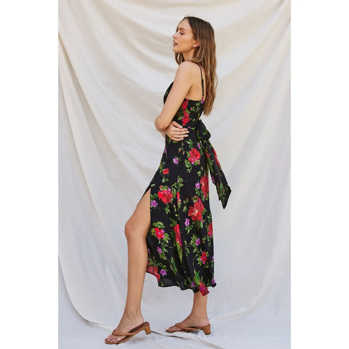 Midnight Dahlia Tie Back Dress