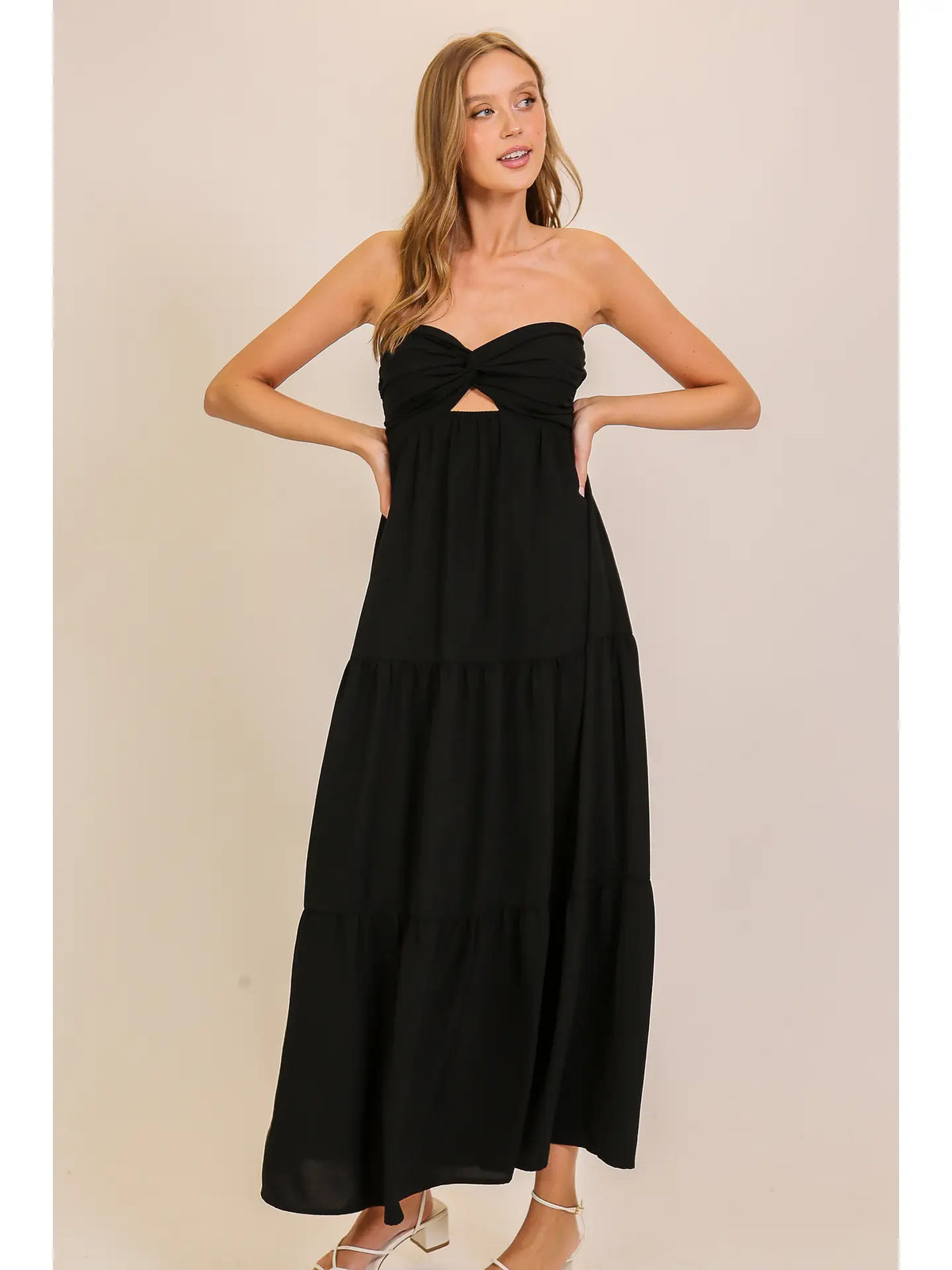 Twist Tube Front Maxi Dress