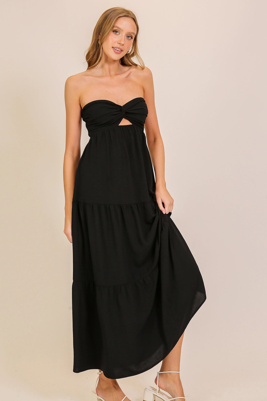 Twist Tube Front Maxi Dress
