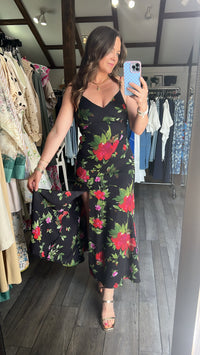 Midnight Dahlia Tie Back Dress