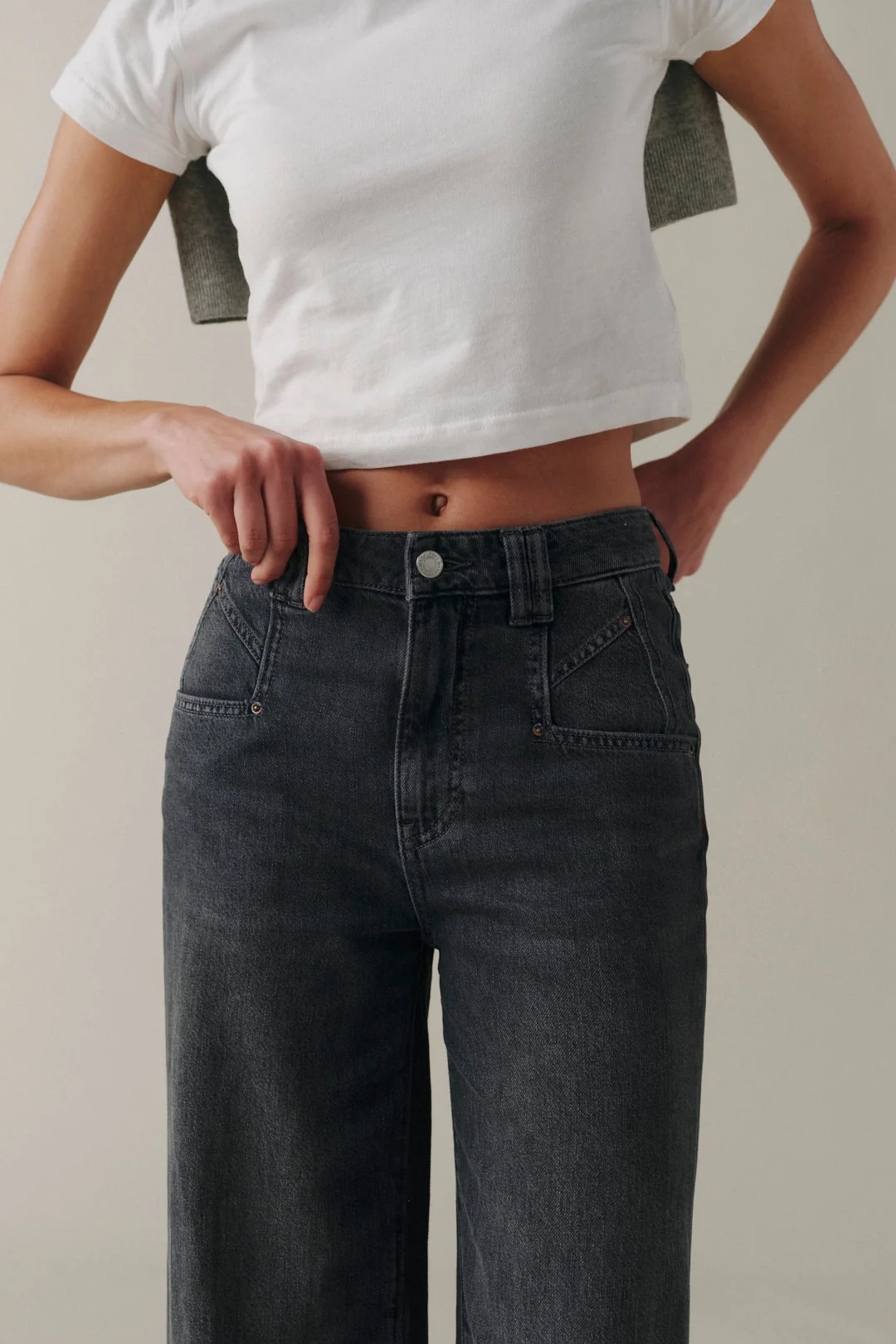 NCE Wide Leg Jeans Greyscale
