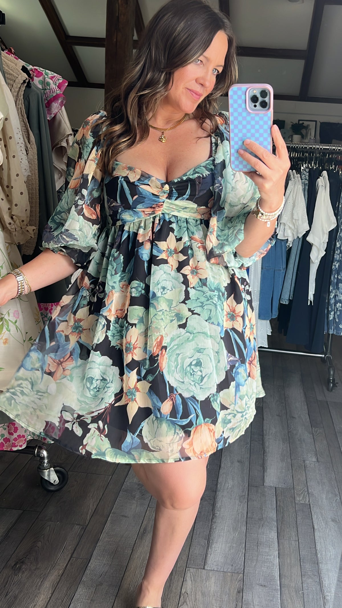 Marnie Midnight Floral Babydoll Dress