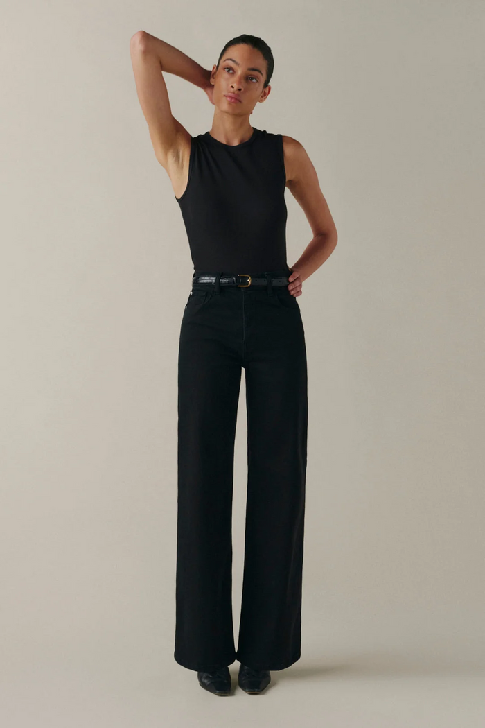 The California Slim Wide Leg Jet Black