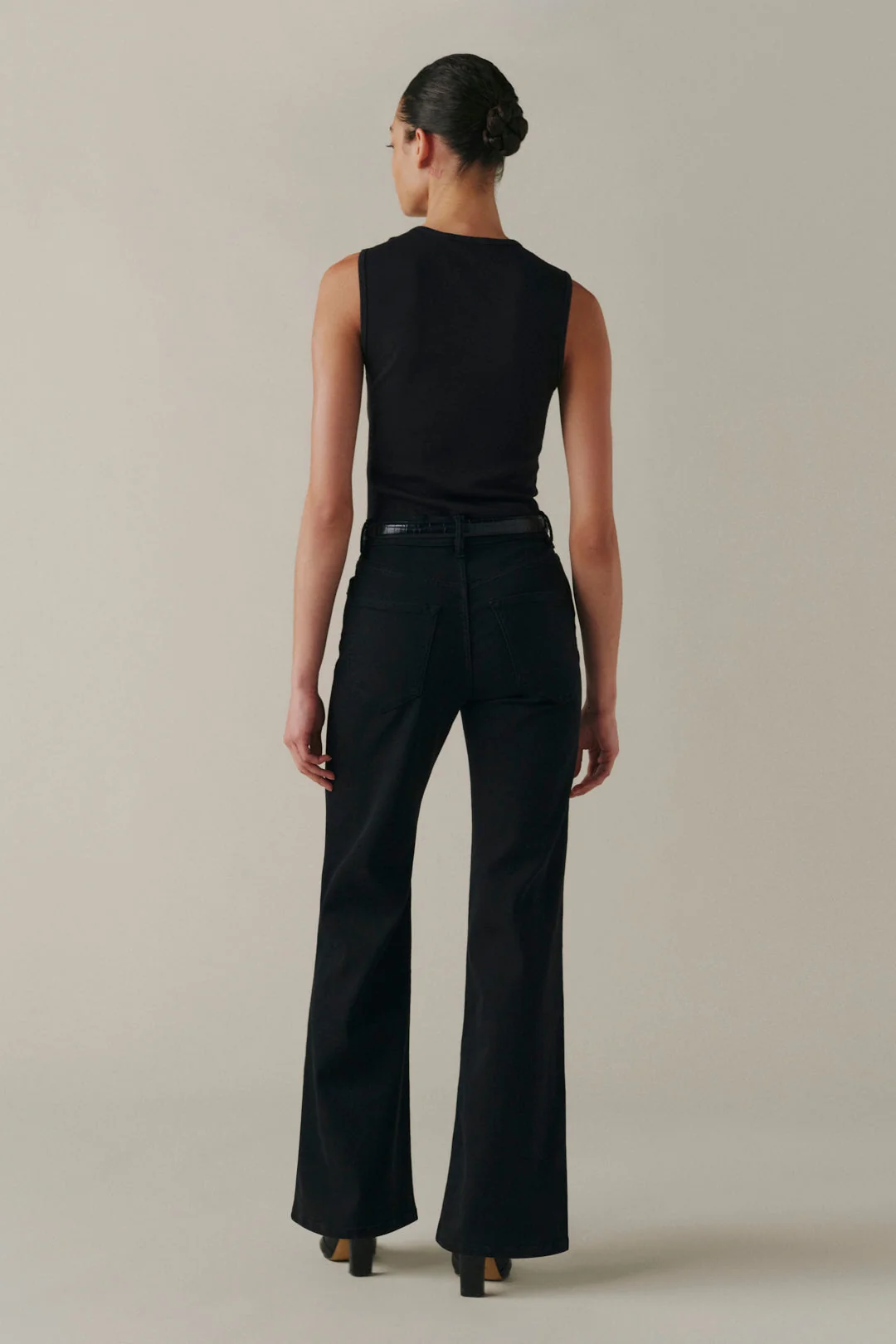 The California Slim Wide Leg Jet Black