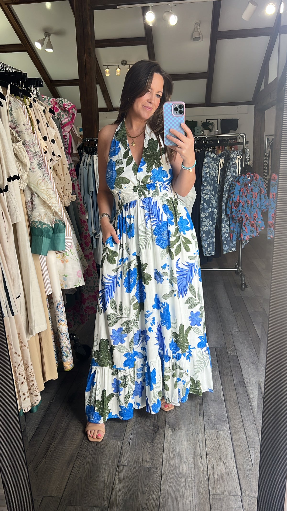 Zurie Floral Halter Midi Dress