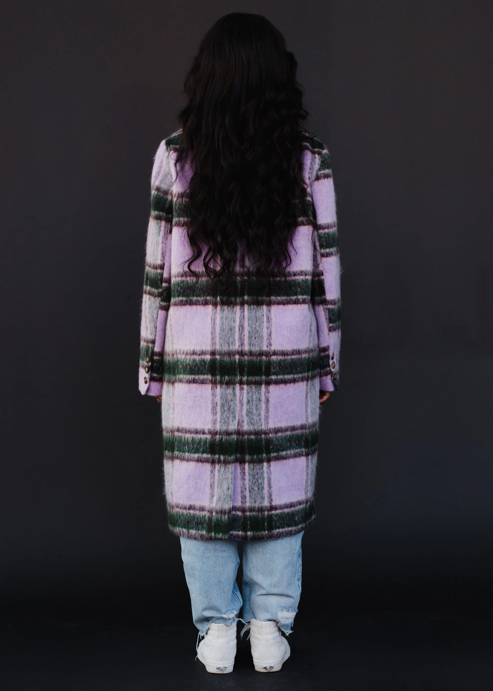 Purple Power Girl Plaid Coat