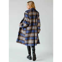 Blue Power Girl Plaid Coat