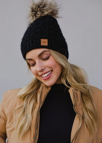 Cable Knit Pom Hat