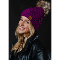 Cable Knit Pom Hat