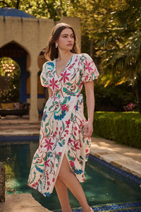 Izzie Floral Wrap Midi Dress