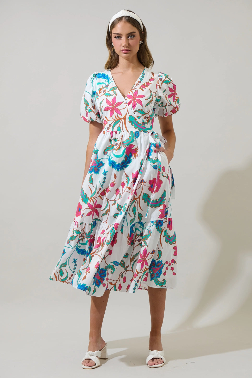 Izzie Floral Wrap Midi Dress