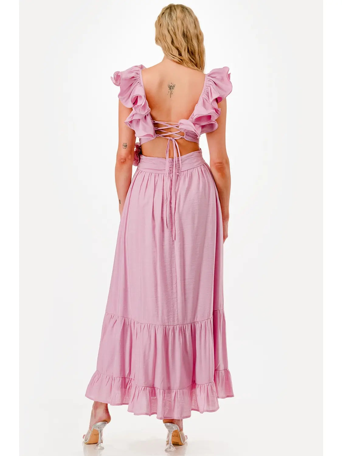 3D Flower Detail Pink Dress