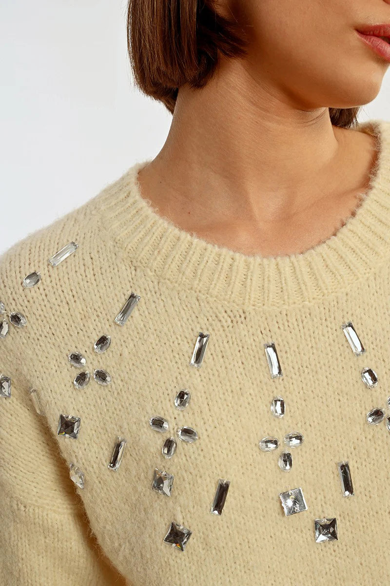 Sparkle Bright Beige Sweater