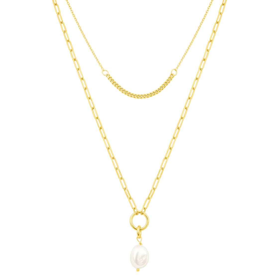 Emily Pearl Layer Necklace-Gold