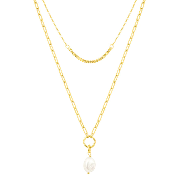 Emily Pearl Layer Necklace-Gold