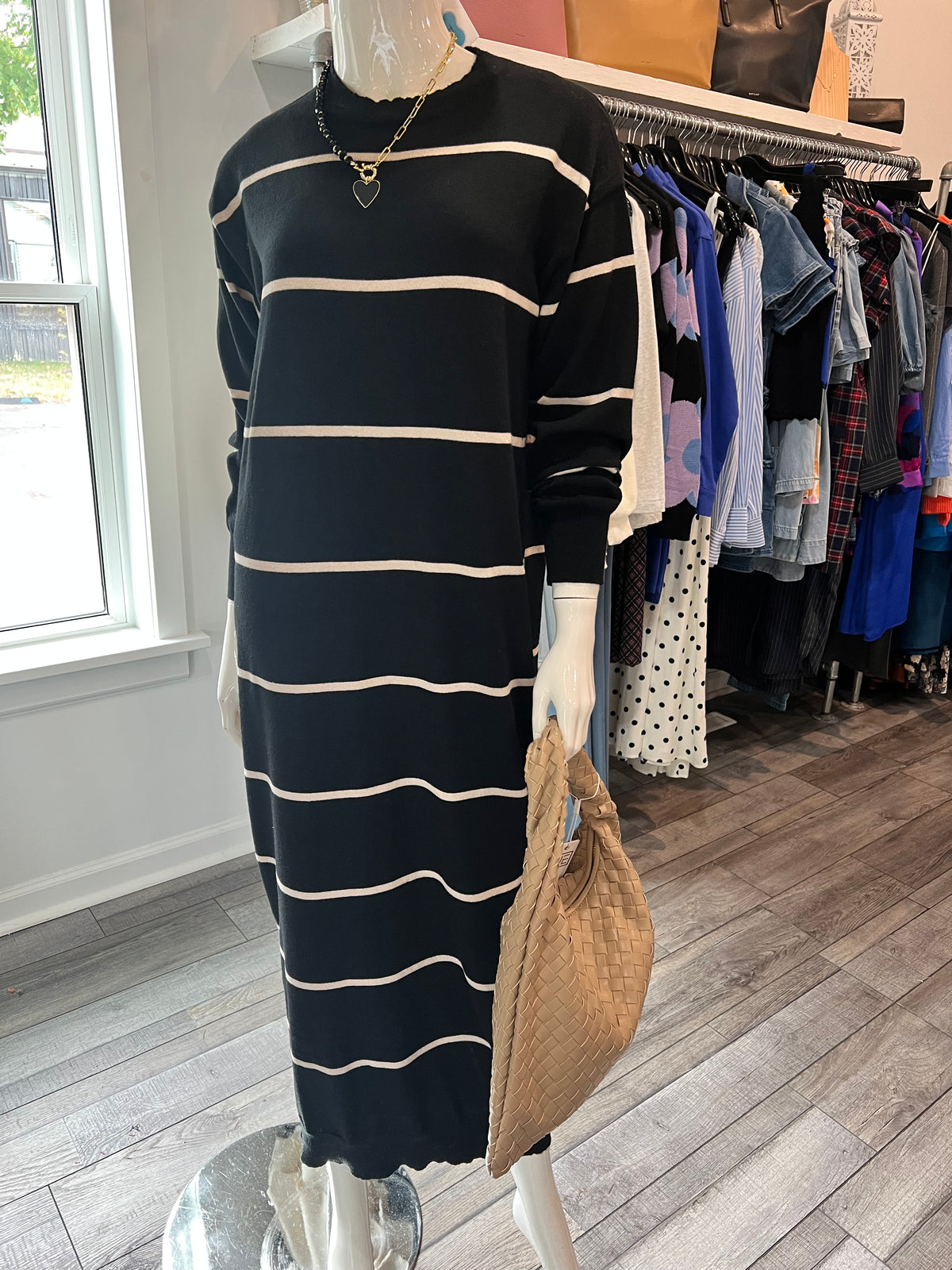 Long Stripe Sweater Dress